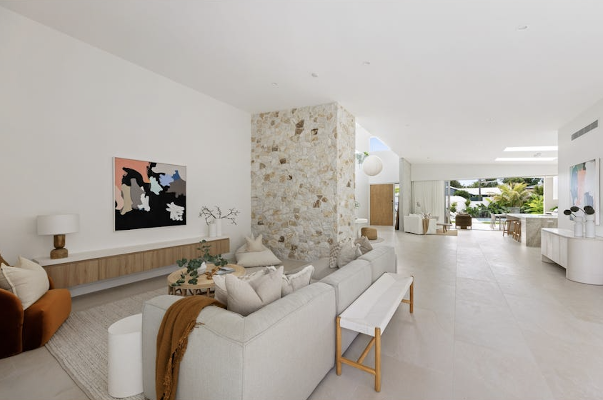 Contemporary coastal living room, property styling by blink living